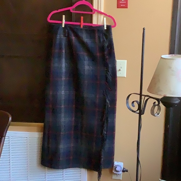 COPY - Eddy Bauer Wool wrap-a-round Fringe Skirt - Picture 1 of 16